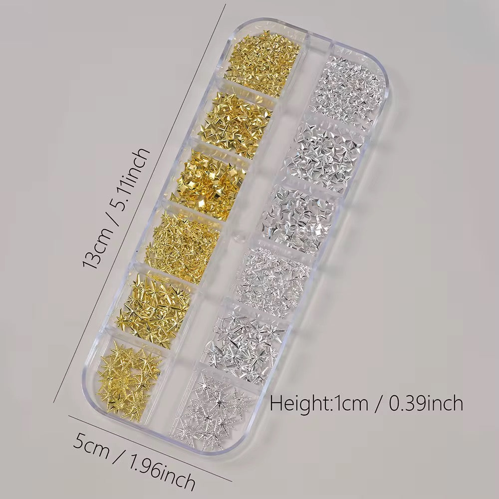 Gold and Silver Stars - Mini Twinkles Charm for Nail Art