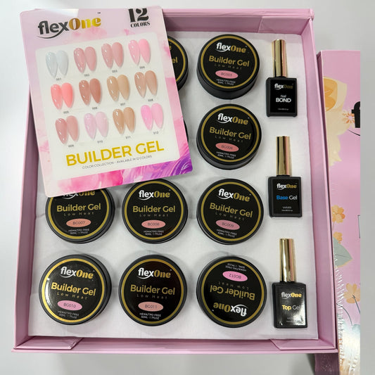 Super Low Heat Builder Gel set 12 Colors - Free Clear Builder Gel and Brush