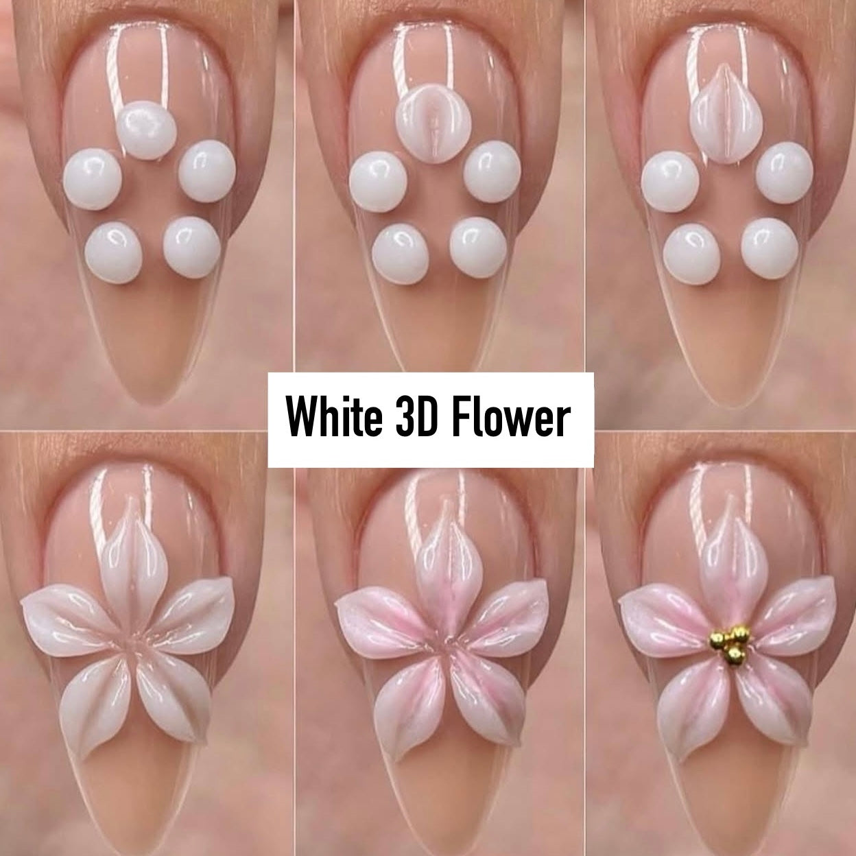 White 3D Flower Sculpture Solid Gel Nail Glue 15g