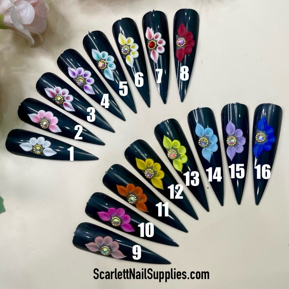 4pcs Handmade 3D Acrylic Nail Flowers