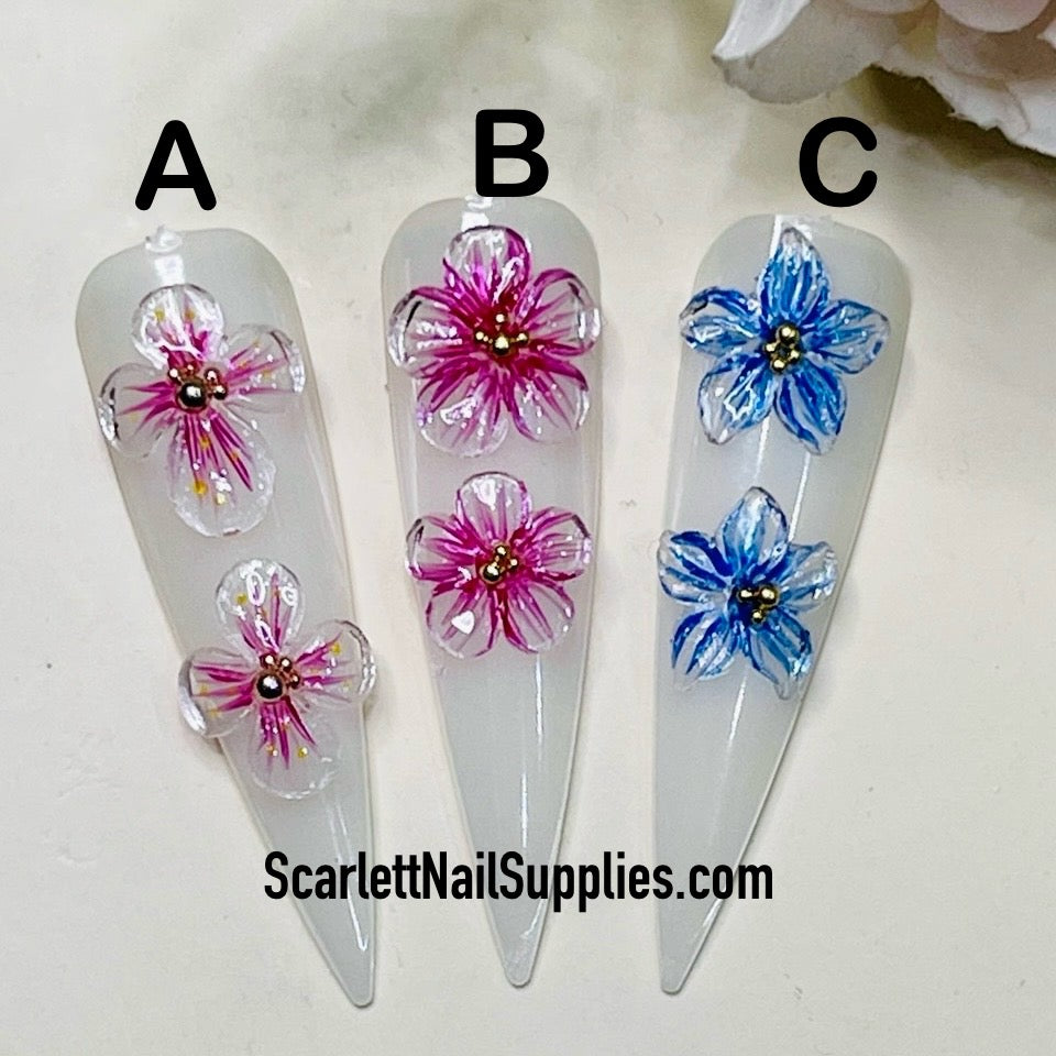 4pcs Handmade 3D Solid Gel Flowers Nail Decoration