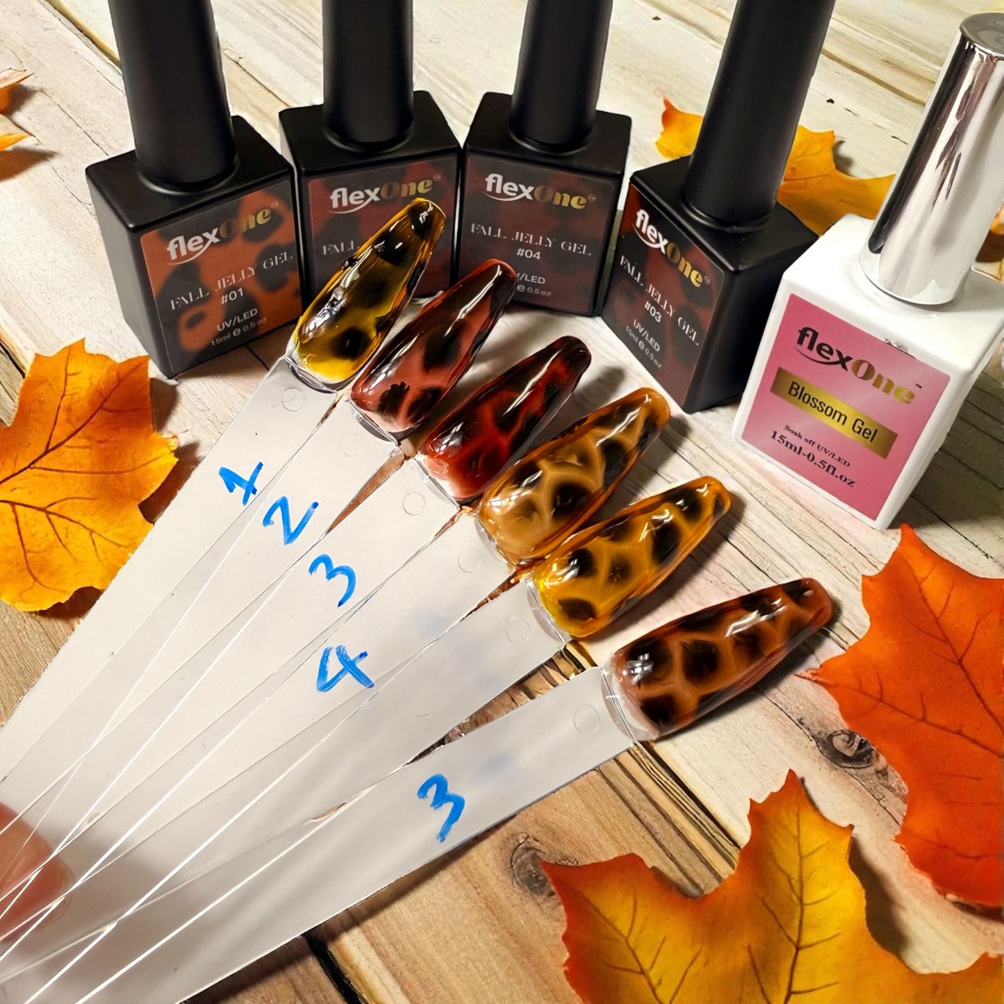 Fall Jelly Gel - Tortoise Shell Nails - 4 Jelly Gel Design 15ml Nail Polish