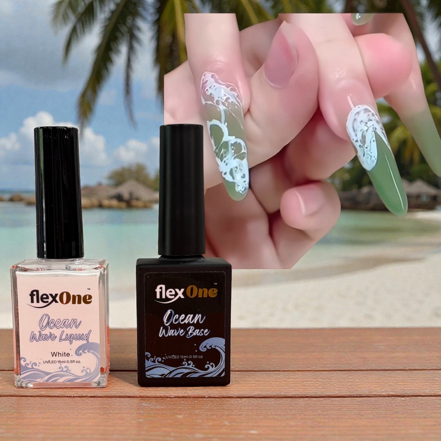 Wave Ocean Gel Nail Art - White color