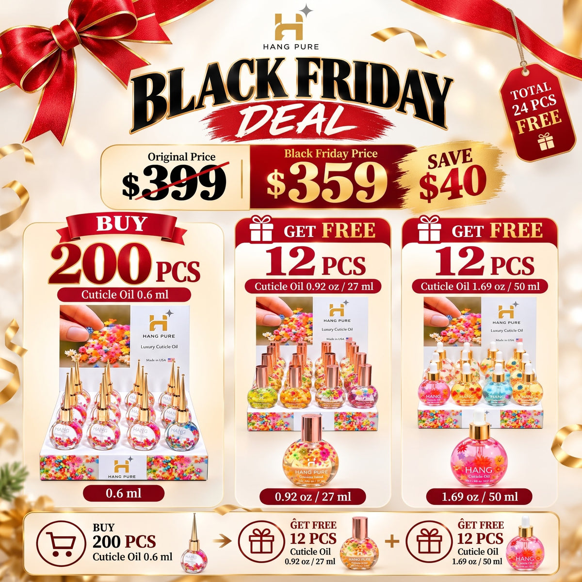 Black Friday - Combo CUTICLE OIL 200pcs + Gifts