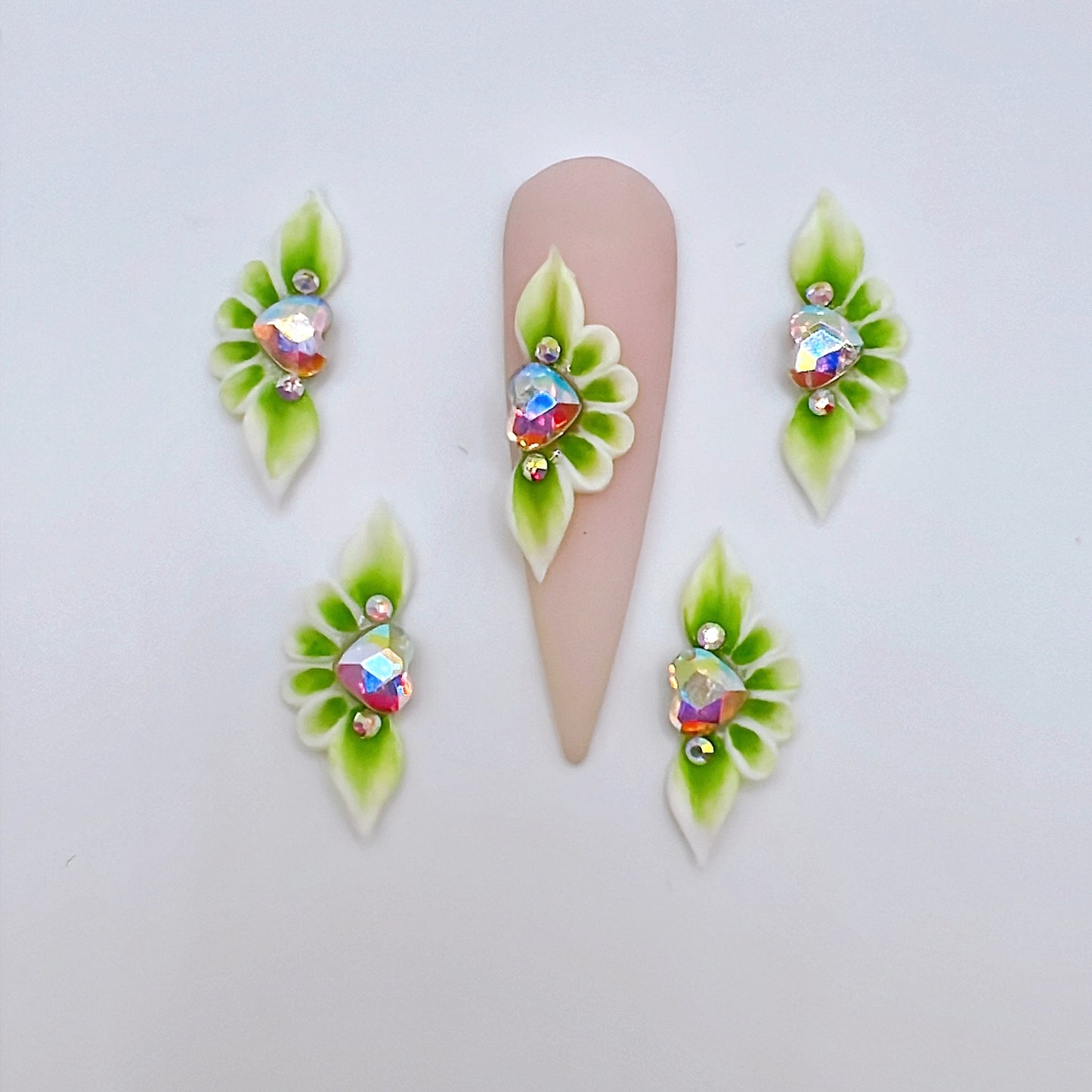 4pcs Long Petal 3D Acrylic Nail Flowers