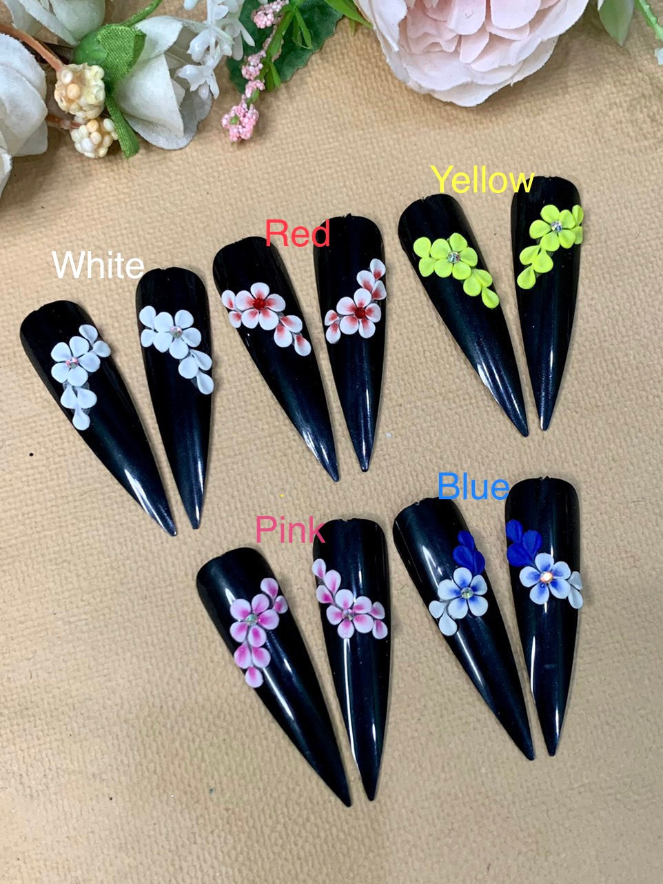 4pcs 3D Acrylic Nail Flowers
