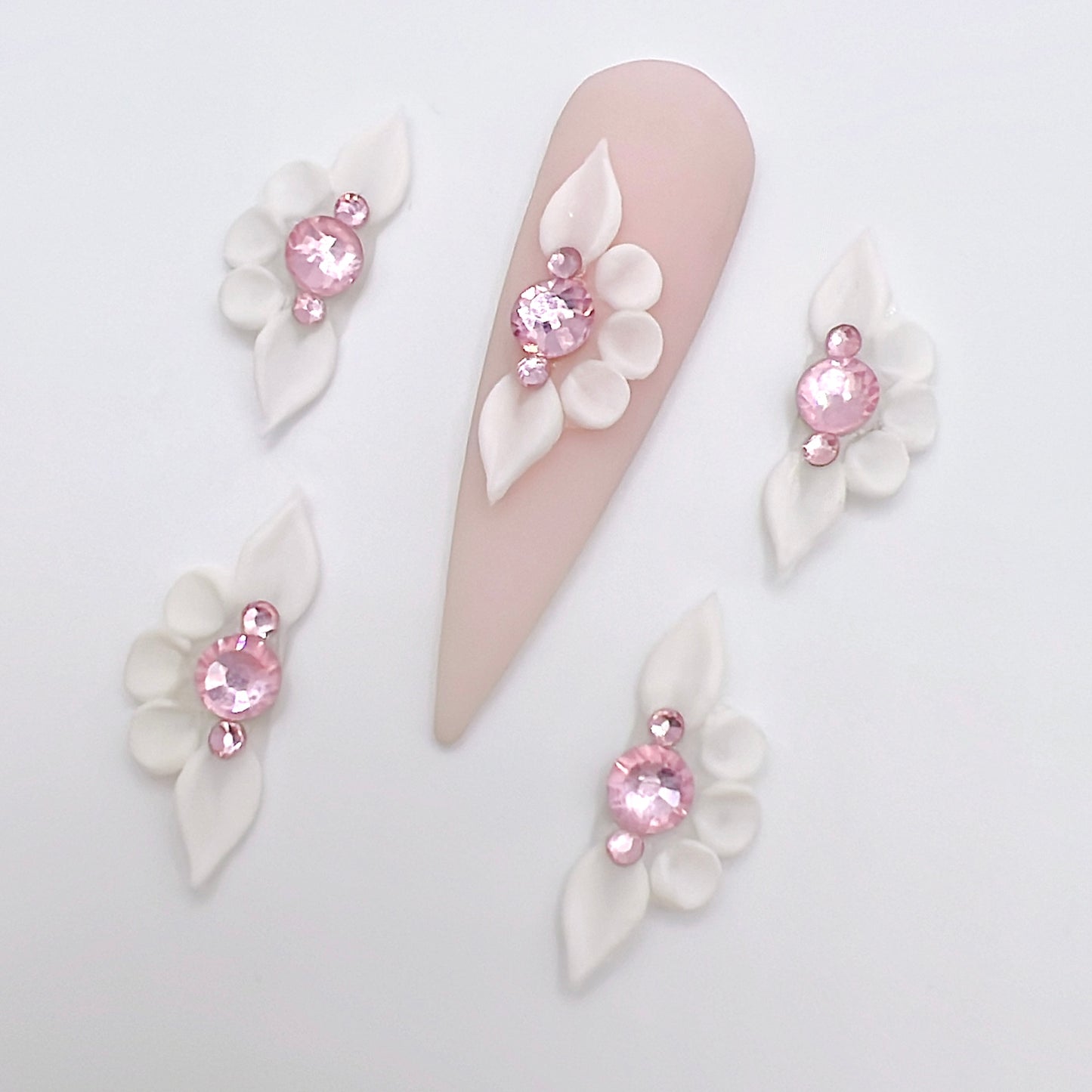 4pcs Pink 3D Acrylic Nail Flowers