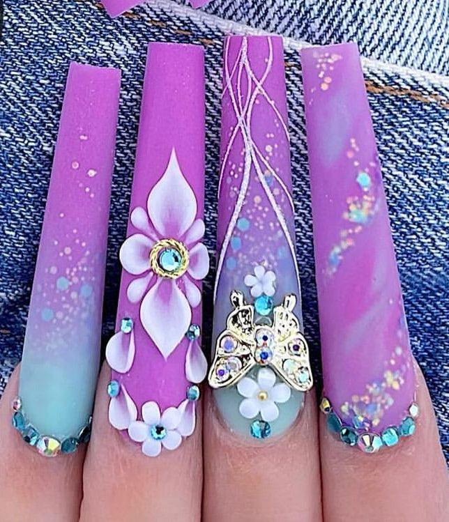 4pcs Handmade 3D Acrylic Nail Flowers