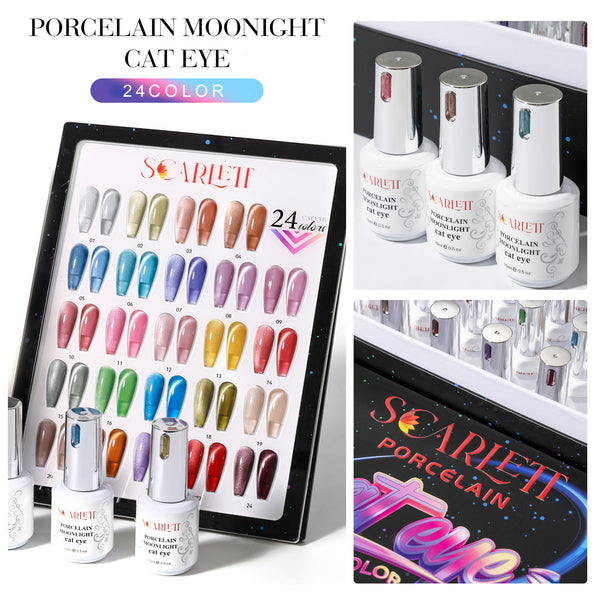 Set 24 Porcelain Moonlight Cateye UV Gel Colors