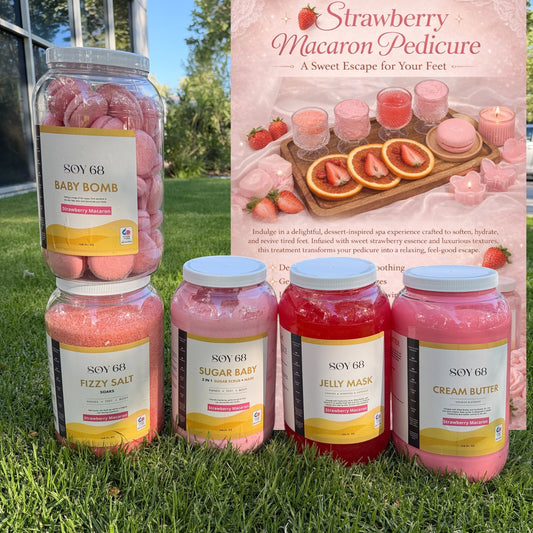 Summer Strawberry Macaron Pedicure Deluxe