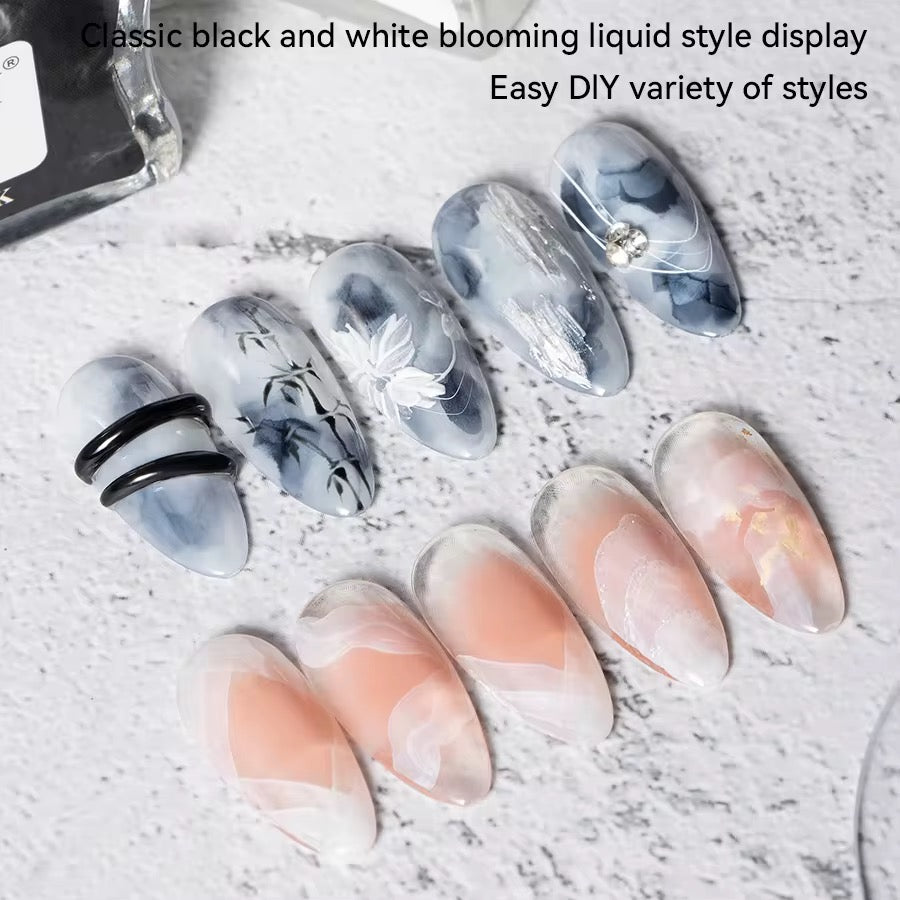 FlexOne Black & White Marble Ink – Professional Nail Art Ink for Marble & Smoke Effects