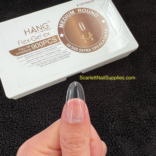 Medium ROUND - Natural Gel-X Nail Tips HANG Brand - Full Tips Coverage 900pcs