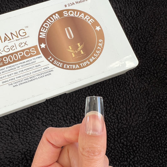 Medium SQUARE - Gel-X Nail Tips HANG Brand - Full Tips Coverage 900pcs Natural