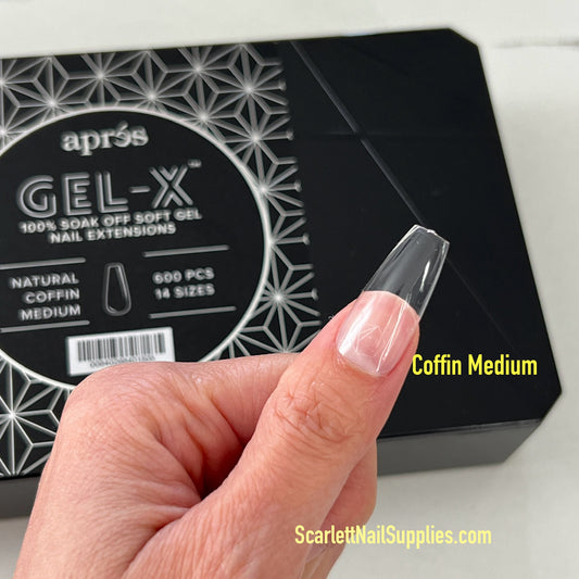APRES GEL-X NATURAL COFFIN MEDIUM BOX OF TIPS - PRO (600PCS)