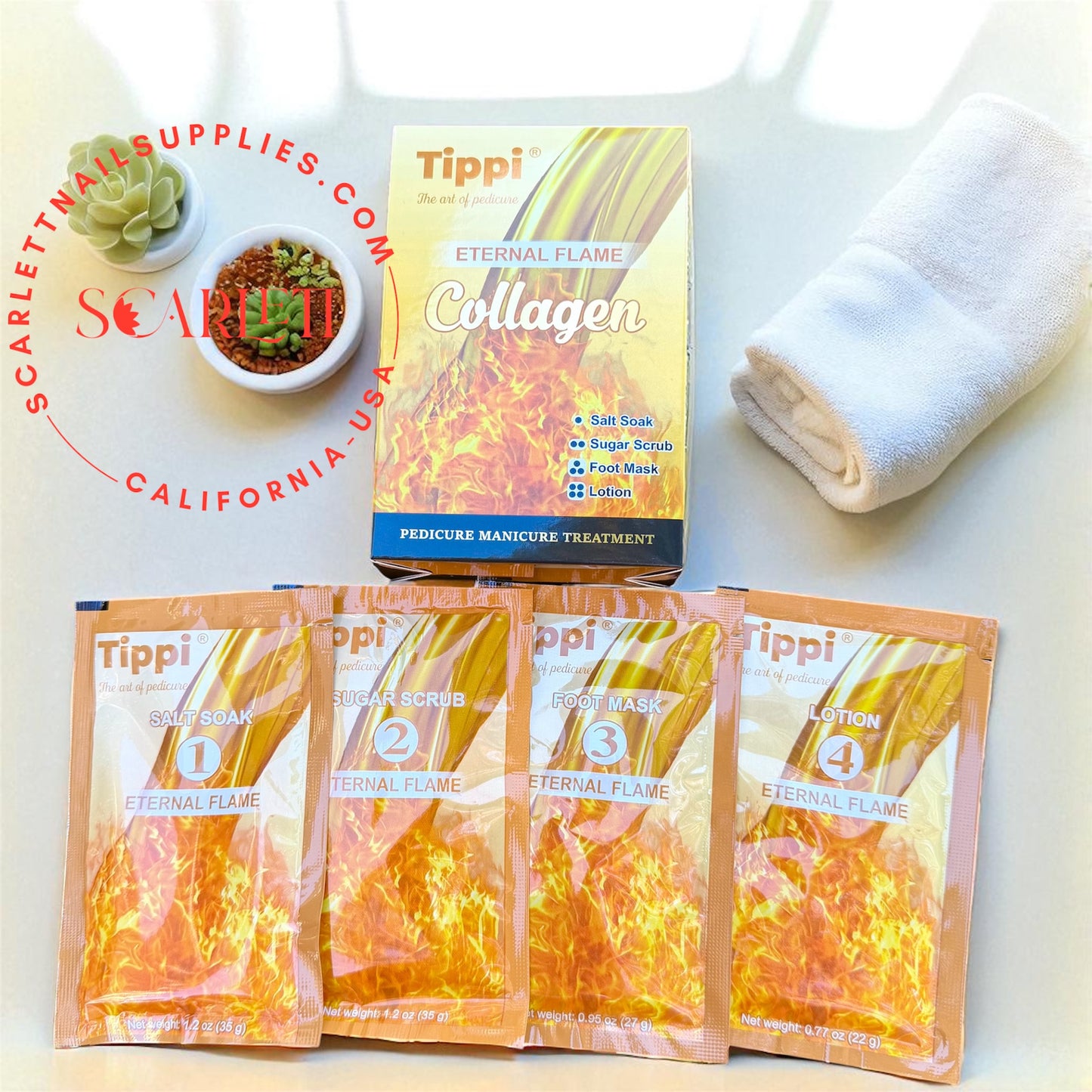 TIPPI COLLAGEN Pedicure Eco Deluxe 4 STEPS - 50 packs Case