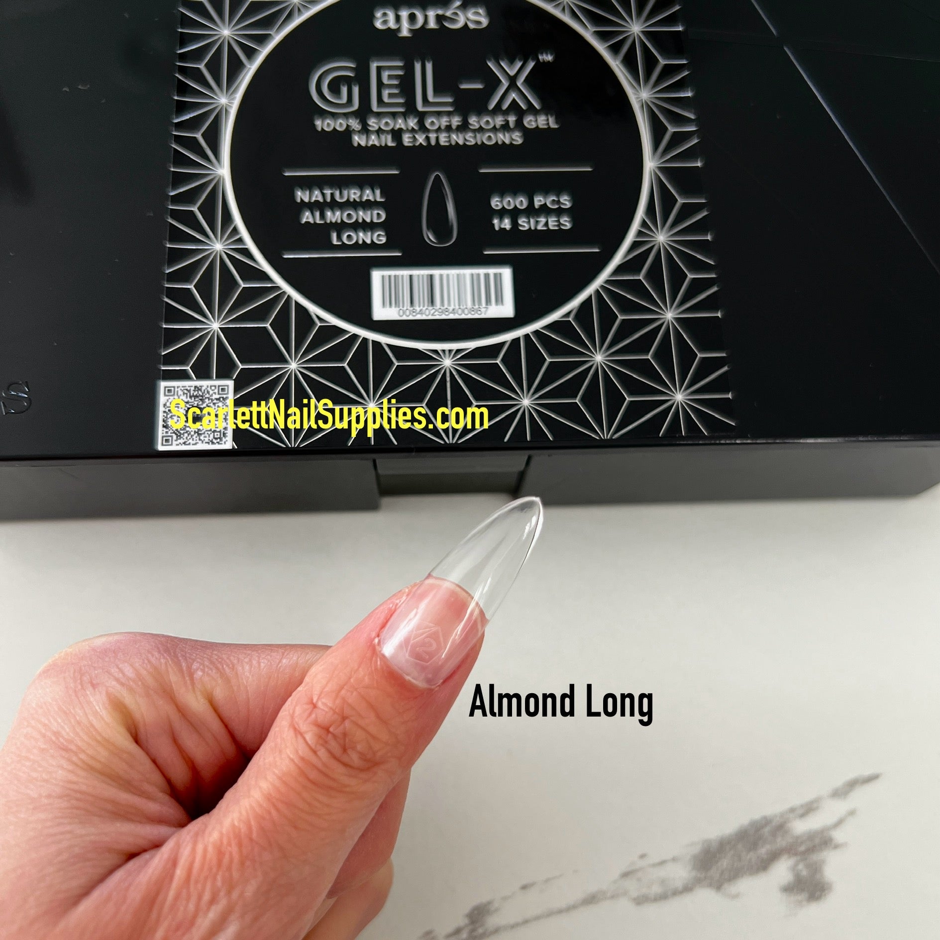 APRES GEL-X NATURAL ALMOND LONG BOX OF TIPS - PRO (600PCS)