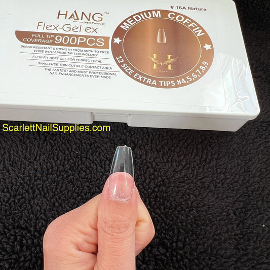Medium COFFIN - Gel-X Nail Tips HANG Brand - Full Tips Coverage 900pcs