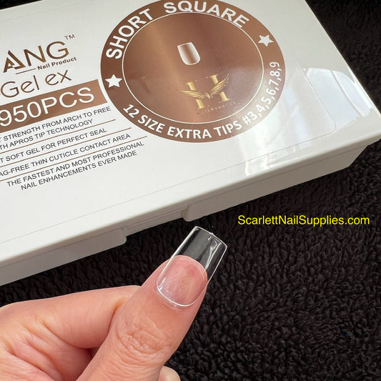 Short Square - Natural Gel-X Nail Tips - Full Tips Coverage 1000 pcs Hang Brand