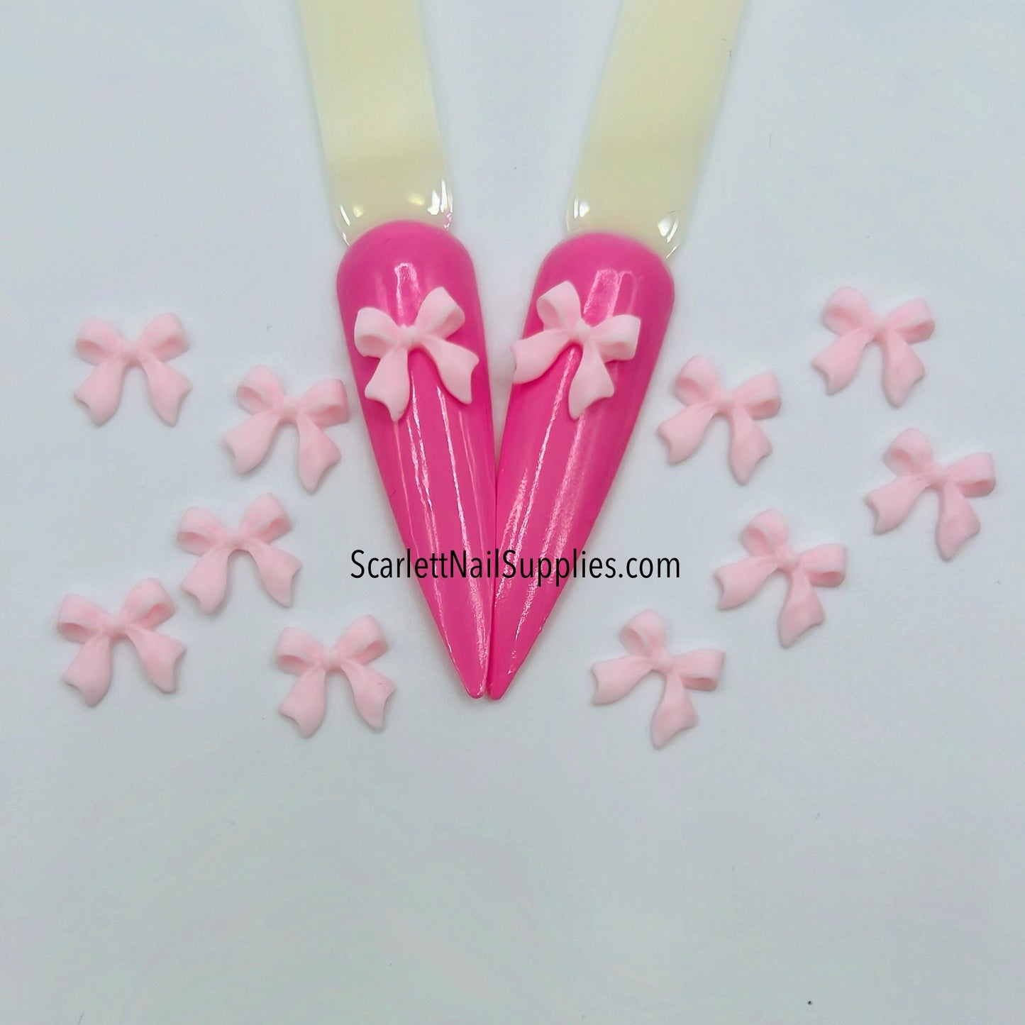 Plastic Red Pink White Bow Nail Charm - 10pcs