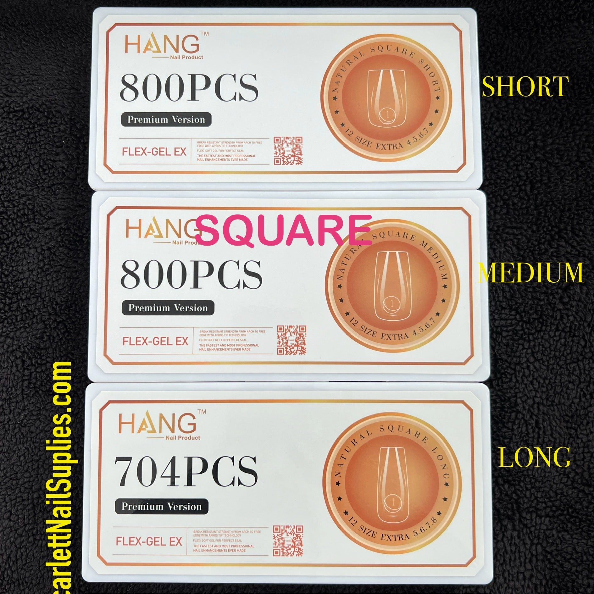 NEW Gel X Tips - SQUARE Shape - Premium Version HANG Flex Gel EX