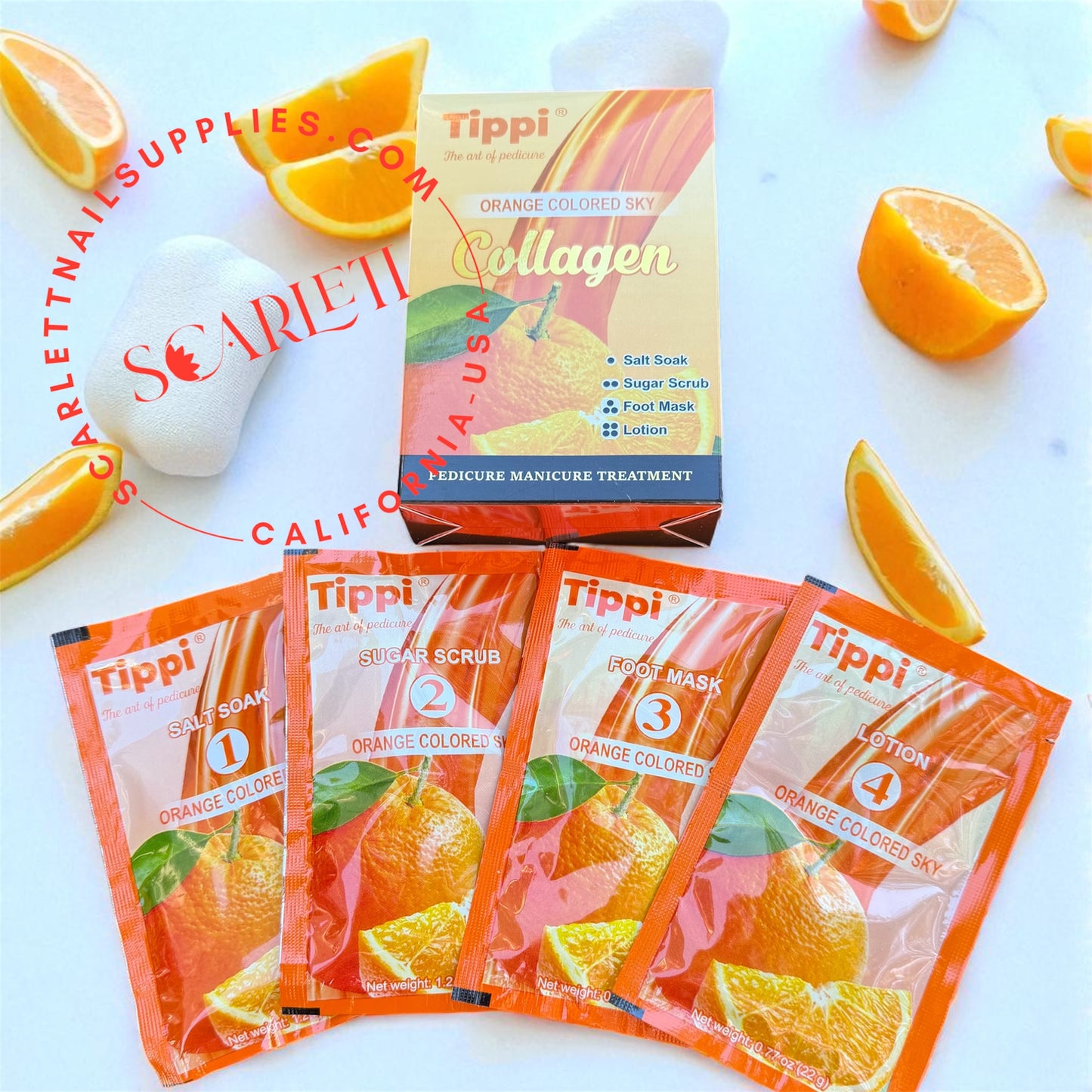 TIPPI COLLAGEN Pedicure Eco Deluxe 4 STEPS - 50 packs Case