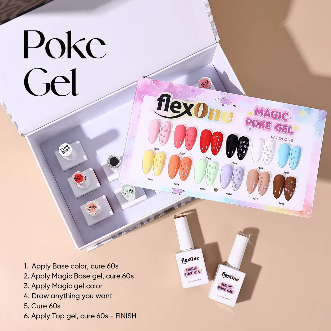 [NEW 2026] Set 12 Colors Poke Gel Design + Free 2 Base Poke Gel - Bubble Gel