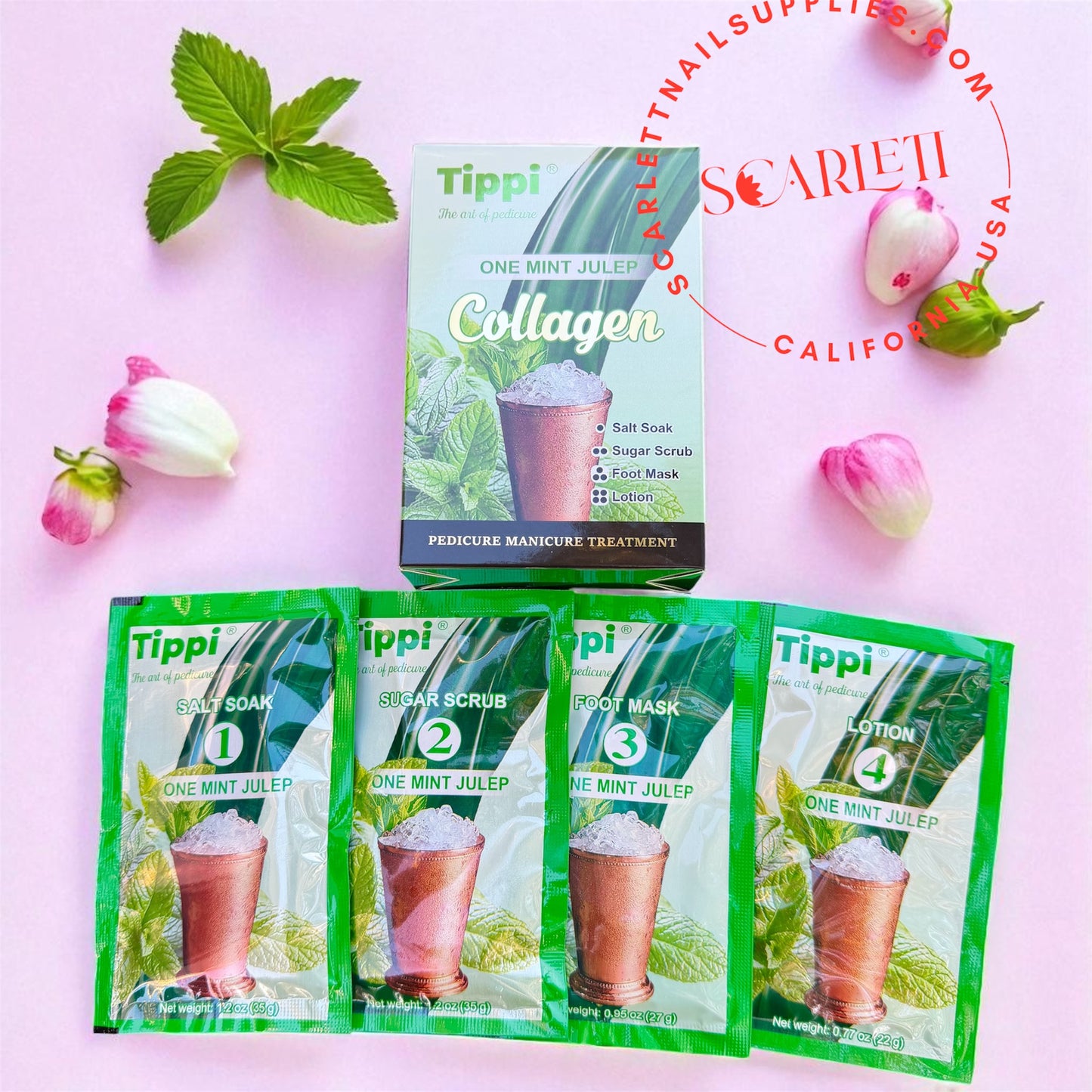 TIPPI COLLAGEN Pedicure Eco Deluxe 4 STEPS - 50 packs Case