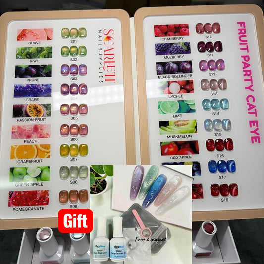 Fruit Party 18 Colors Sheer Moonlight Cat Eye Collection + Water top and Magnet