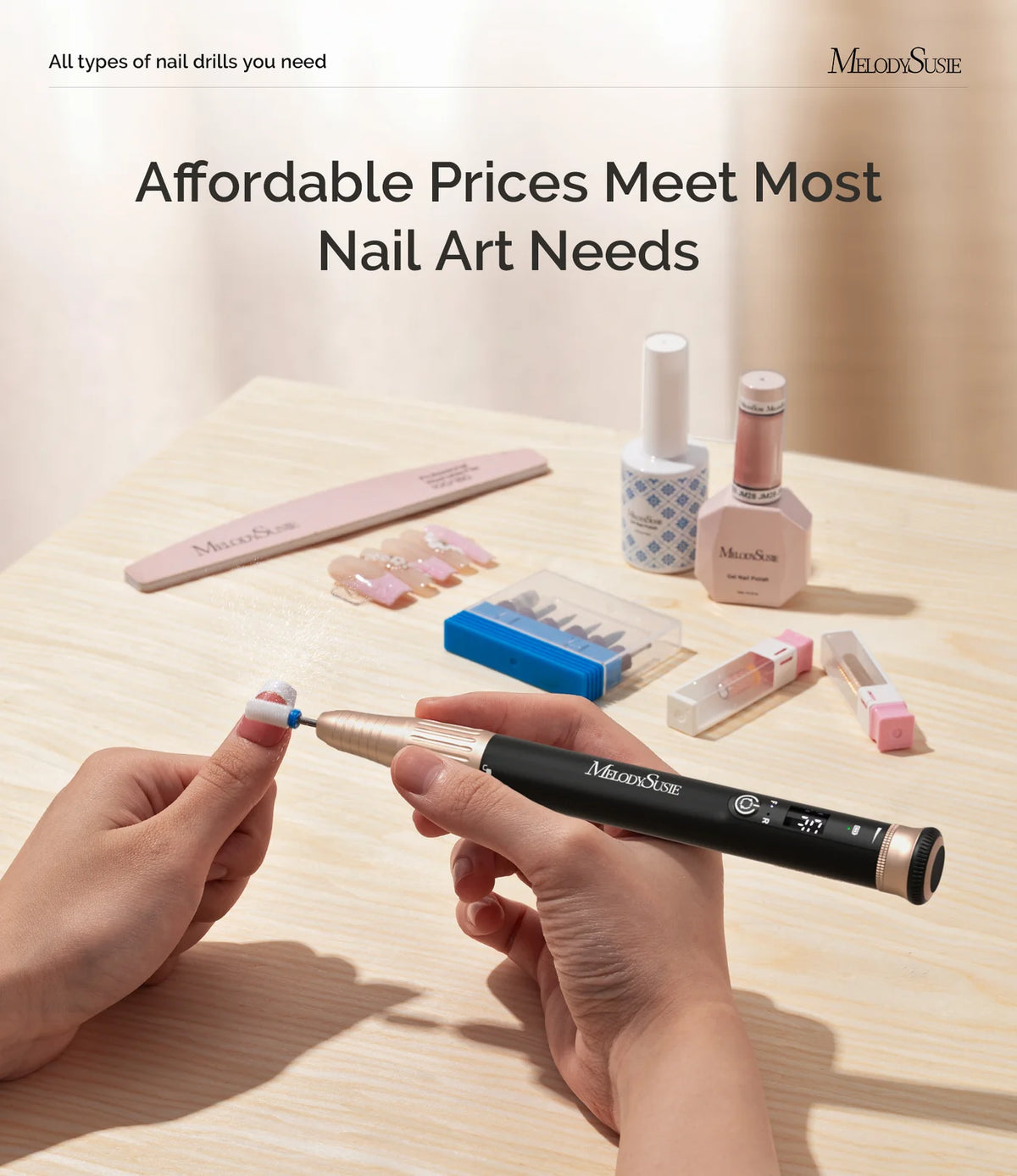 Drill Machine - Pen-Shaped Rechargeable Nail Drill 30,000RPM - White or Black