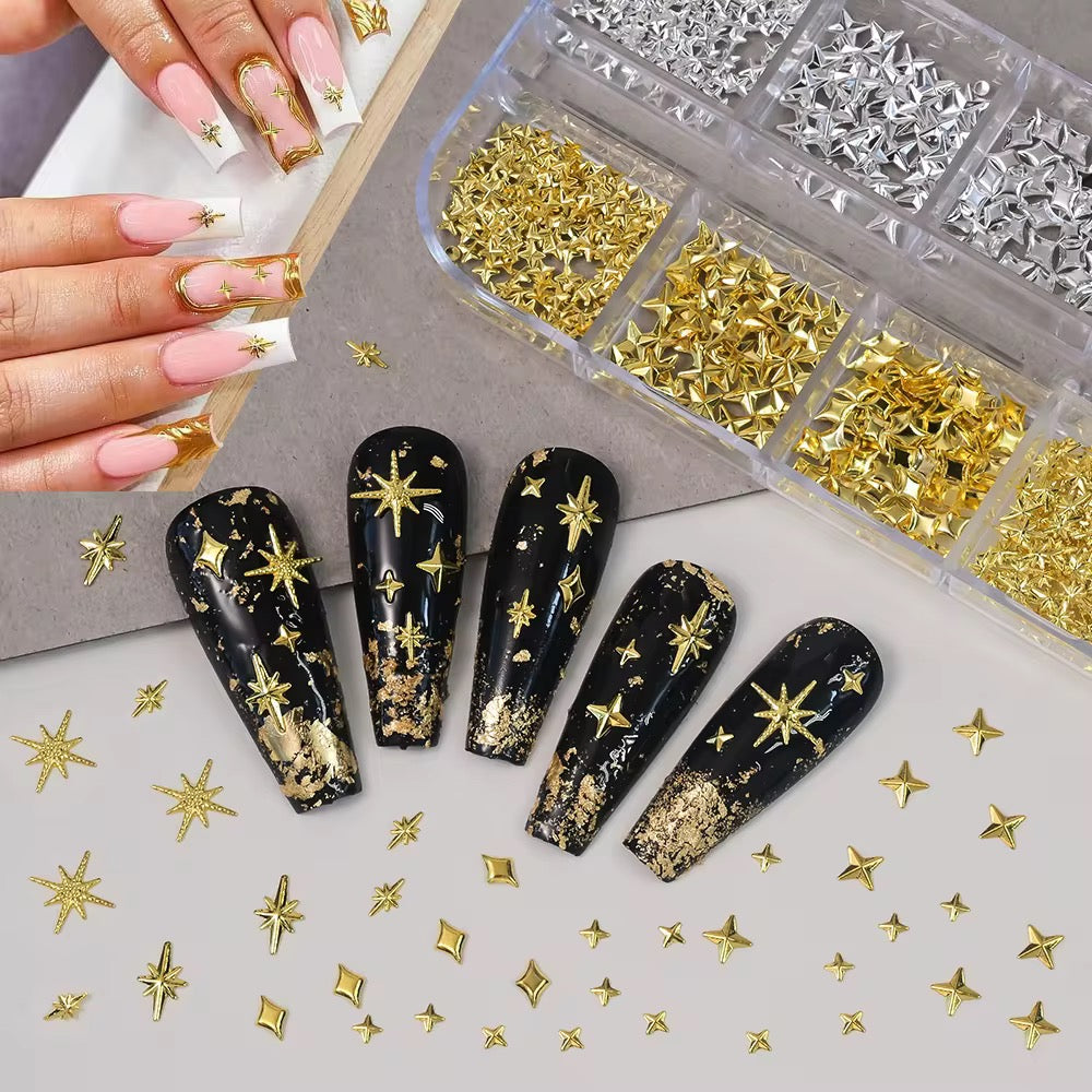 Gold and Silver Stars - Mini Twinkles Charm for Nail Art