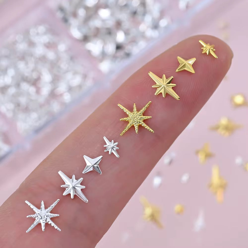 Gold and Silver Stars - Mini Twinkles Charm for Nail Art