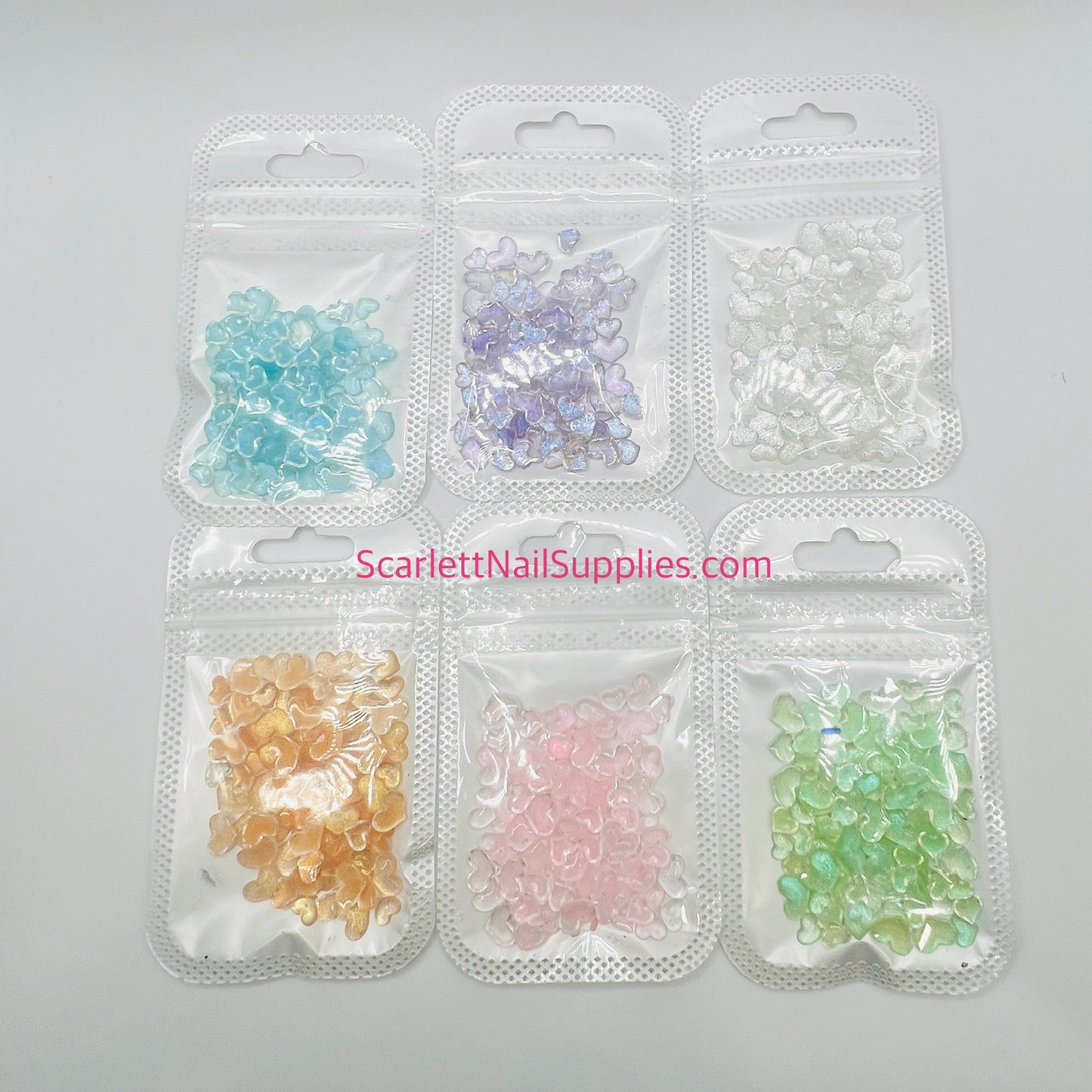 3D Plastic Mini Heart Nail Charms