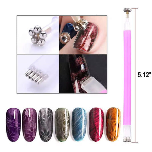 Flower Magnet Cat Eye Nail Design