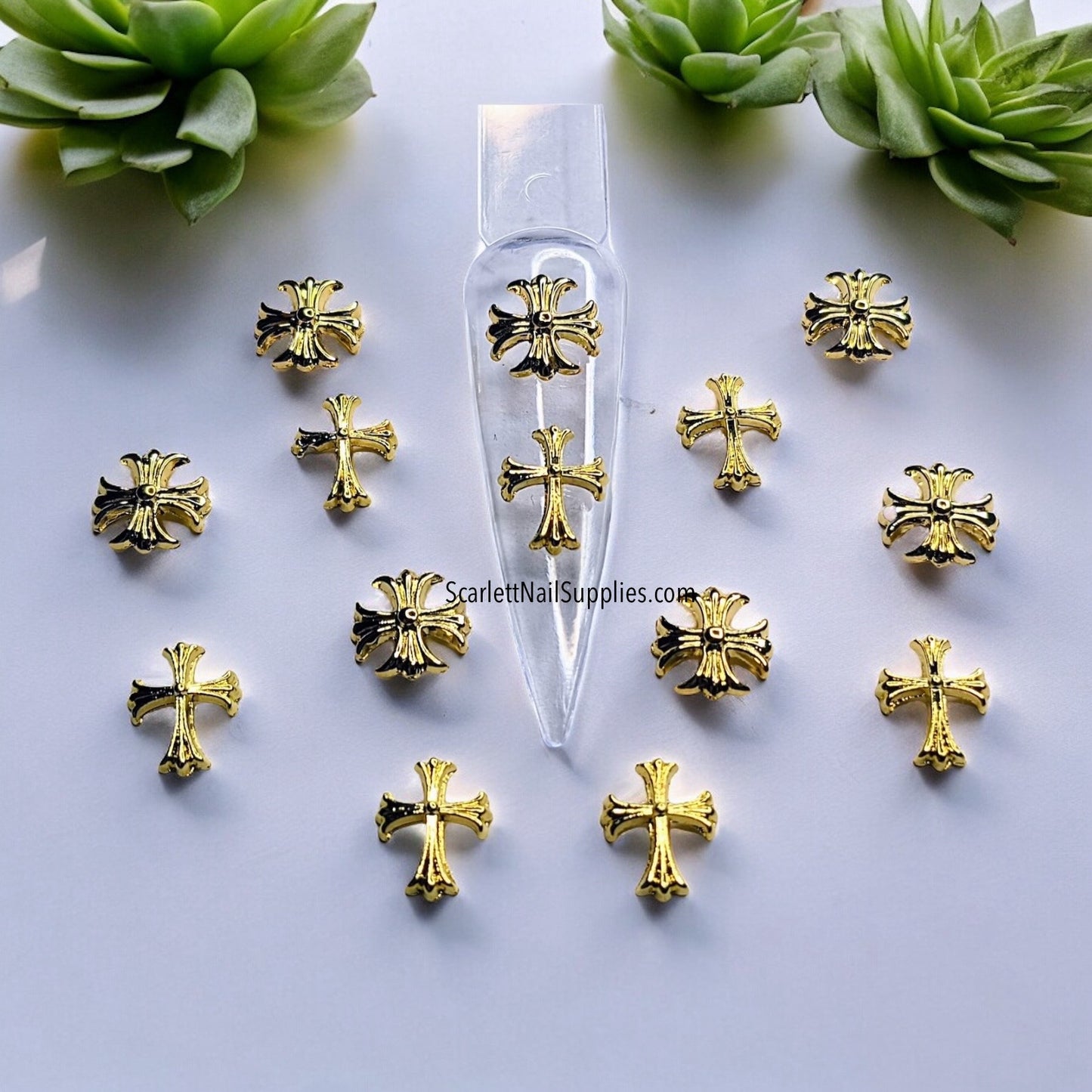 Mixed 20pcs Gold Metal Cross Nail Charm