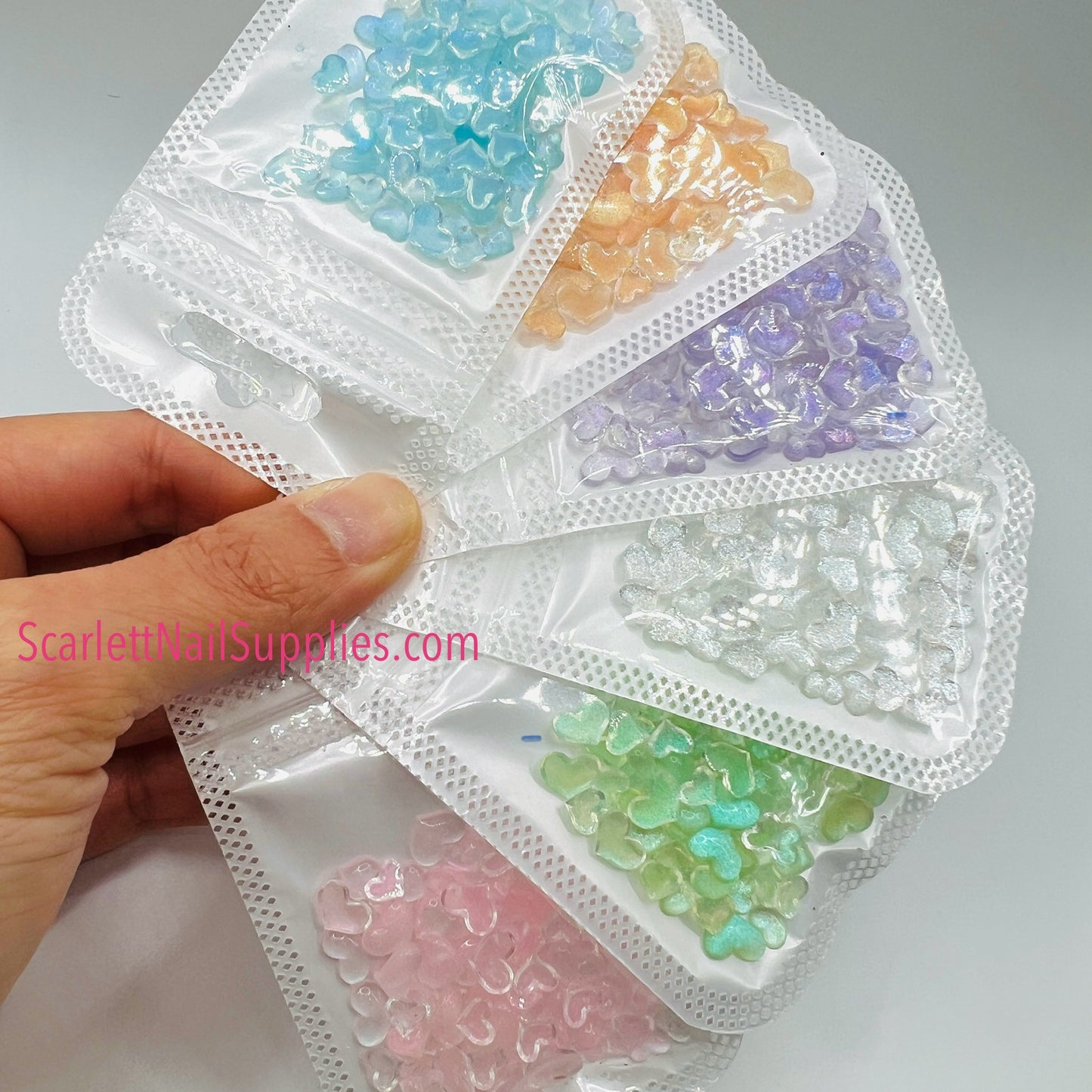 3D Plastic Mini Heart Nail Charms