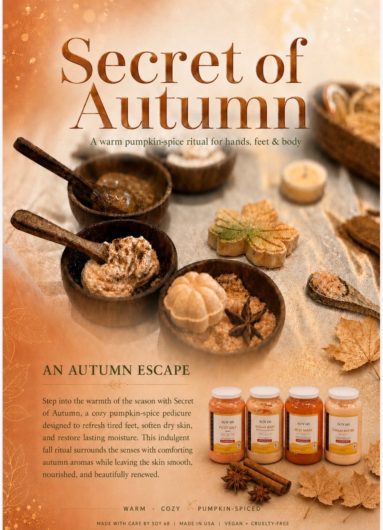 SEASONAL: Secret of Autumn Pumkin Spice 5 Steps Luxury Pedicure