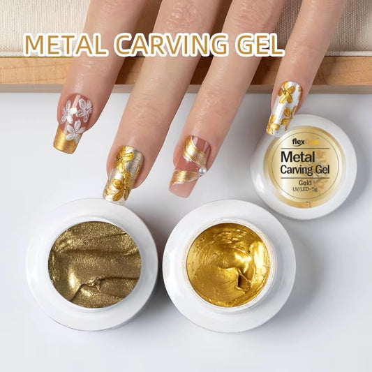 Super Thick Metal Gold and Blush Gold  Painting Gel Nail Art