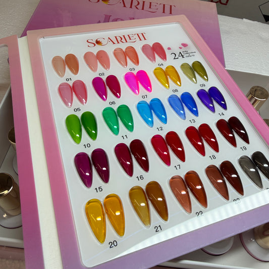 Set 24 Colors JELLY Gel and Moon Silver Cateye - Trendy Gel Collection