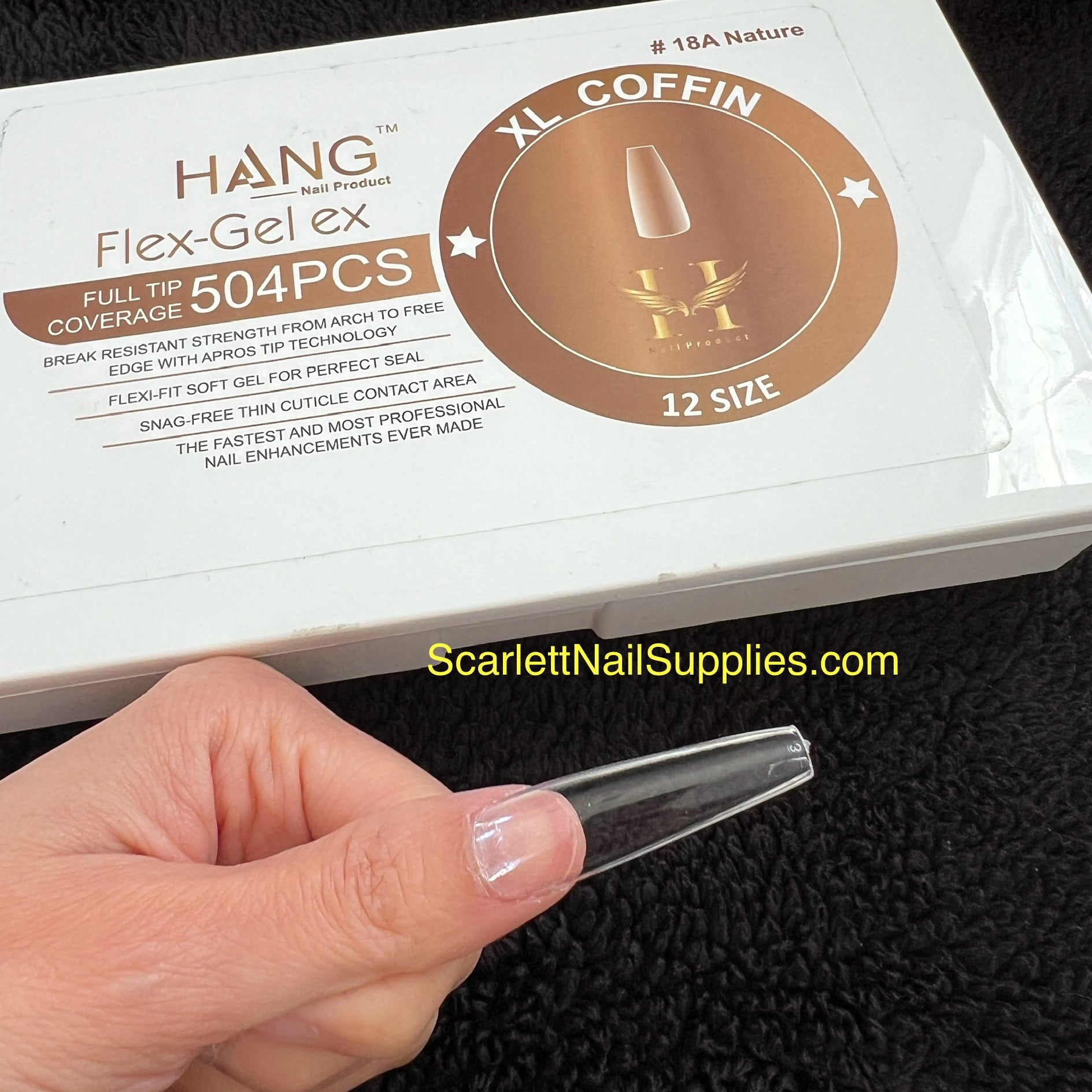 Extra Long COFFIN - Natural Gel-X Nail Tips HANG Brand - Full Tips Coverage 504pcs