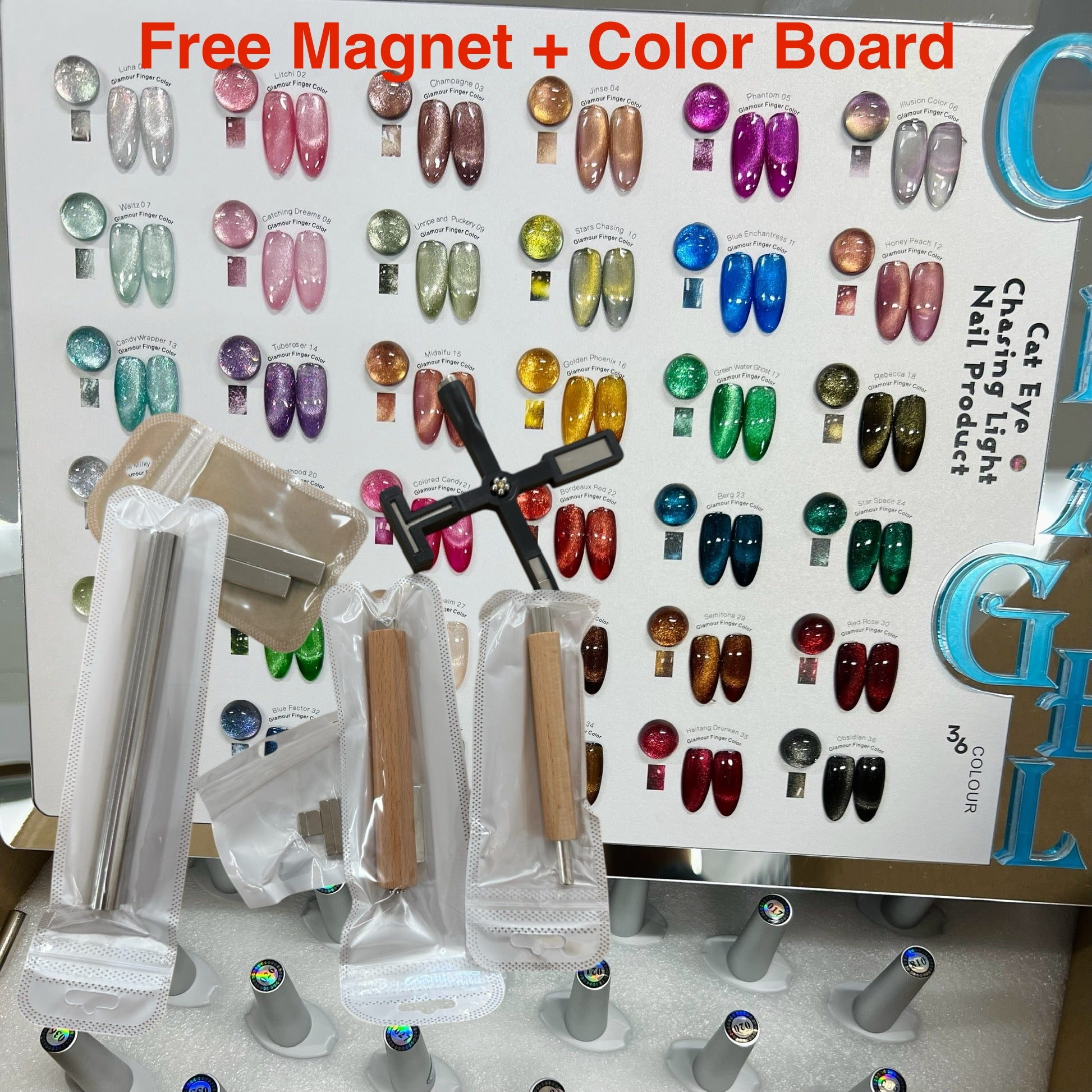 FULL SET 36 DIAMOND CAT EYE COLORS AND MAGNETS