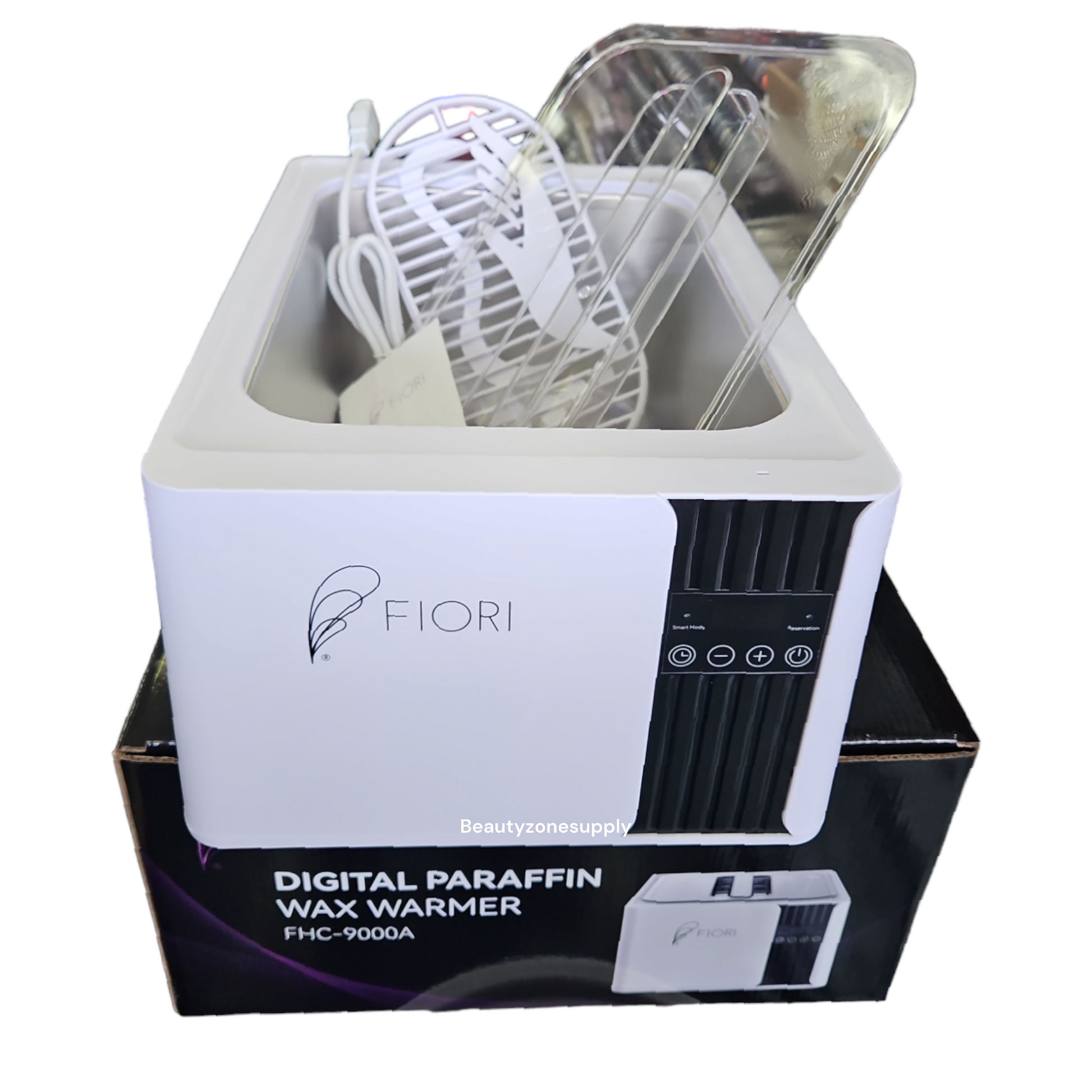 Digital paraffin wax warmer with accessories in a box, branded 'Fiori'.