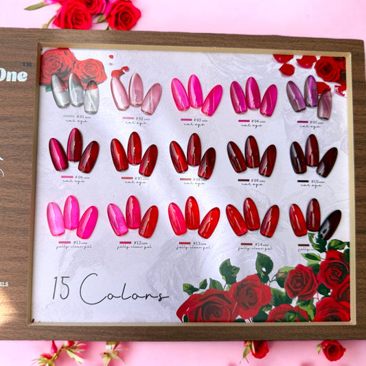 FlexOne “Ruby Red” Cat Eye & Jelly Gel Collection – 15 Bottles Set