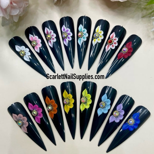 4pcs Handmade 3D Acrylic Nail Flowers