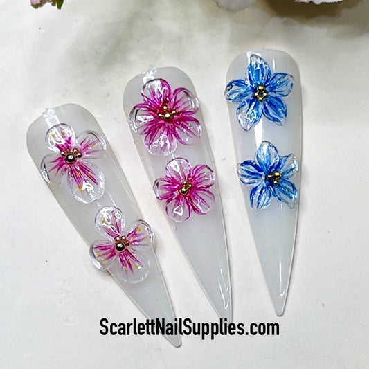 4pcs Handmade 3D Solid Gel Flowers Nail Decoration