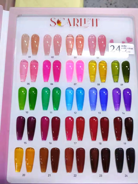 Set 24 Colors JELLY Gel and Moon Silver Cateye - Trendy Gel Collection