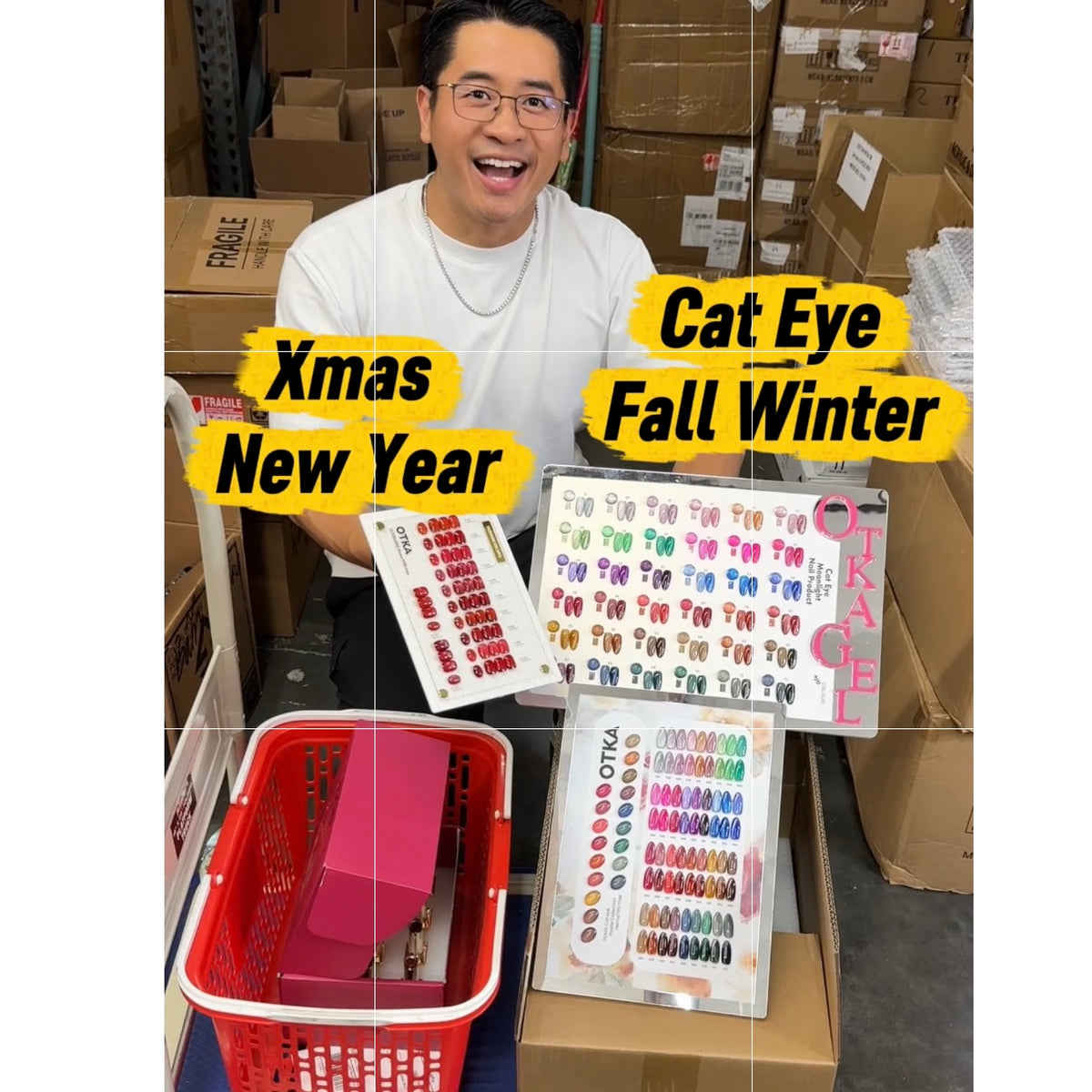 Combo 2 Set OTKA Cat Eye Gel: Fall Winter - 36 Colors & RED New Year 12 Colors