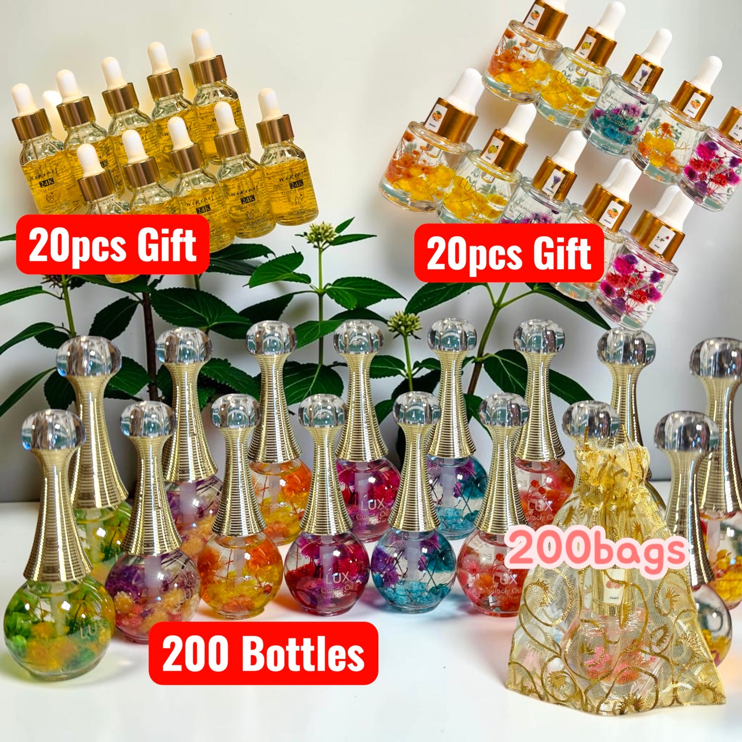CUTICLE OIL - Super Combo Deal 200 bottles + FREE 40 bottles + 200 Gift Bags