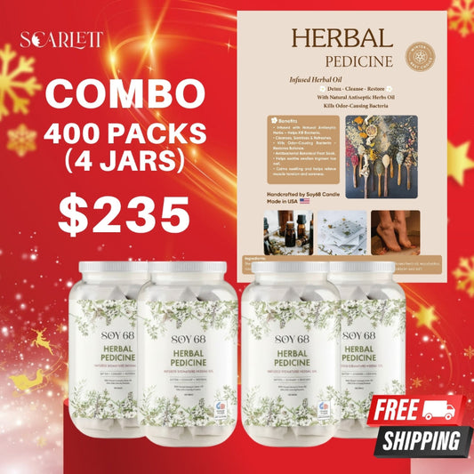 New Year Combo Herbal Foot Soak – 400 Packs (4 Jars) Pedicure Salon Supply | Scarlett Nail Supplies