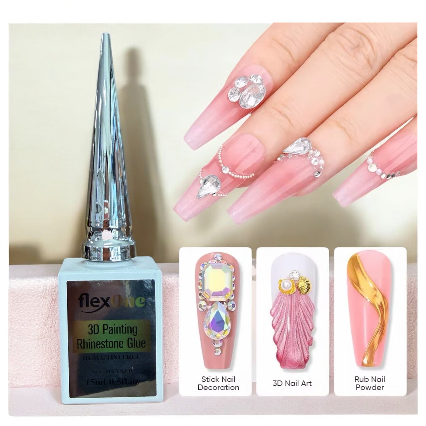 FlexOne 3D Painting Gel – Multi Function Nail Art Gel for 3D Designs, Water Drops, Chrome Base Painting gel