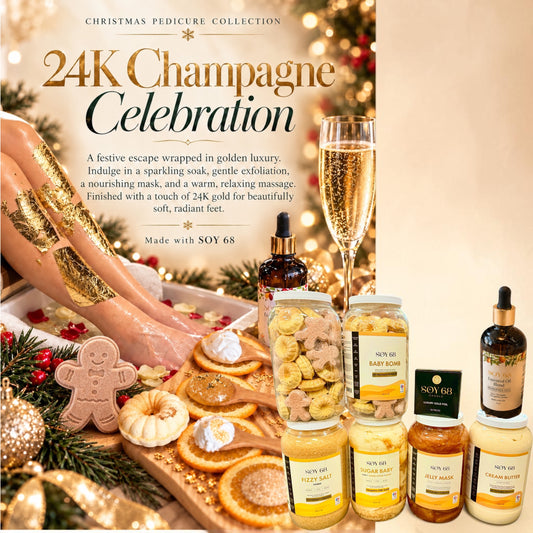 New GOLD Champagne Celebration Pedicure - 6 Jars + Essential Oil + Gold Foil
